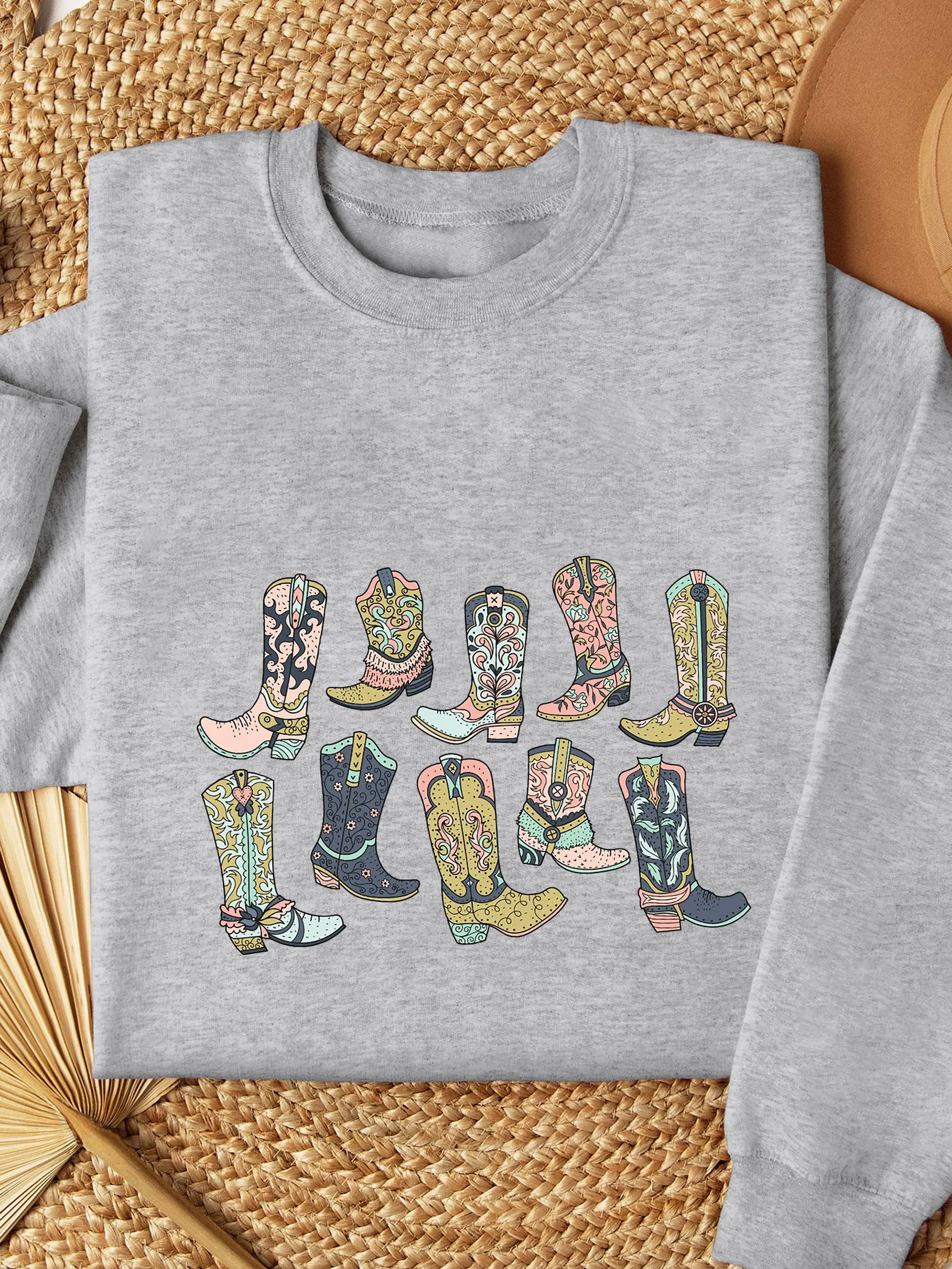 Cowgirl Boots Sweatshirt Cowgirl Country Concert Thermal Lined Sweatshirt Cowboy Boot Sweatshirt Western Chic Women's Sweatshirt