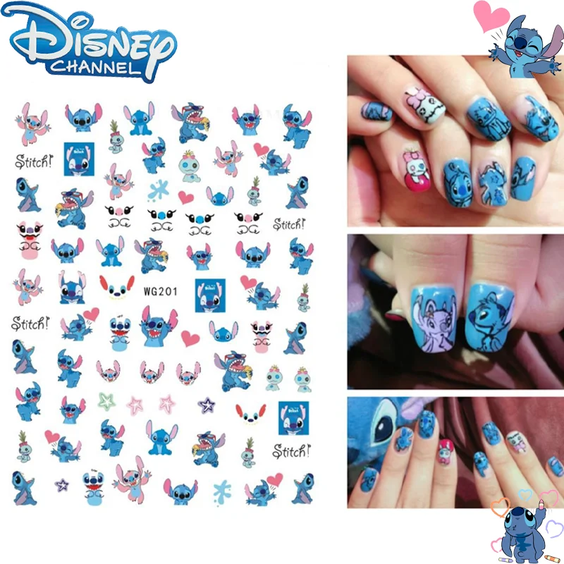 Disney Stitch New Children's Cartoon Nail Sticker 3D with Adhesive All Attached Animal Series Diy Decorative Materials for Women