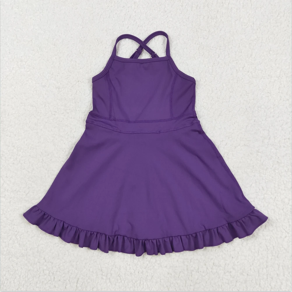 

Swimsuits Sibling Baby Girls Purple Strap Solid Color Sports Wear Yoga Athletic Knee Length Kids Designer Girls Dresses