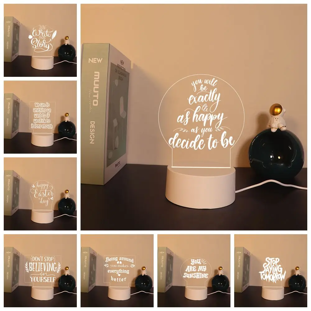 

Cartoon motivational sentence 3D Night Light Kids Toy Children'S Room Decor Kids Birthday Gift