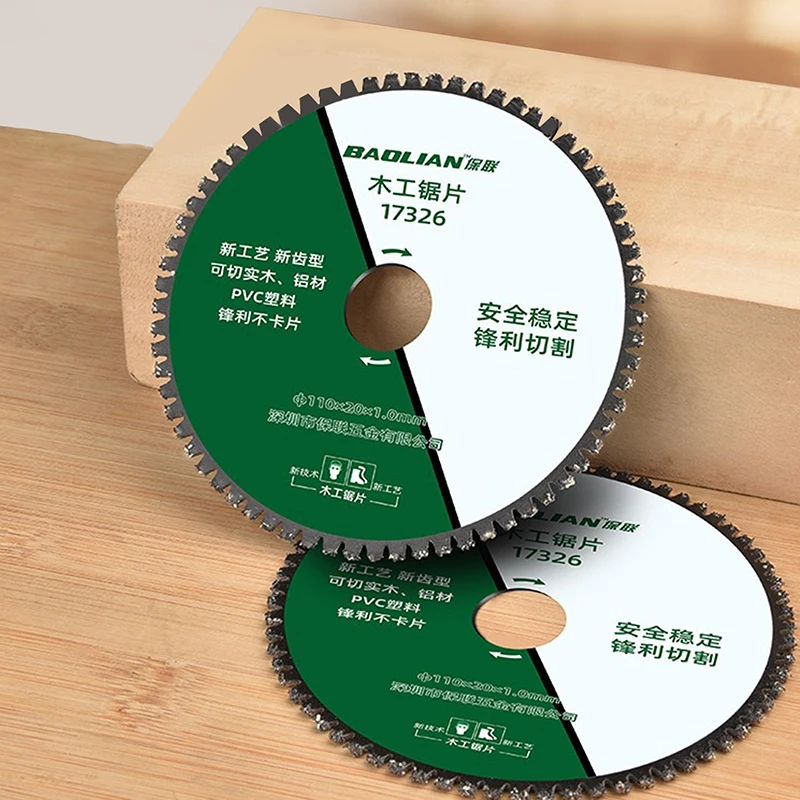 Hoja de sierra de aleación de 110 mm, ideal para corte de madera, plástico y metal, adecuada para amoladora angular