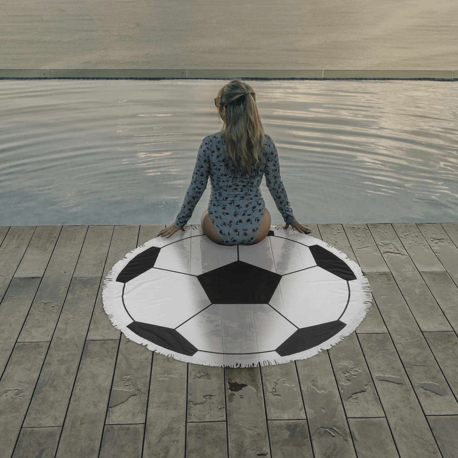 

Microfiber Beach Towel Round Outdoor Swim Balls Pattern Portable Quick Dry Thickened Absorbent Travel Summer Camp Pool