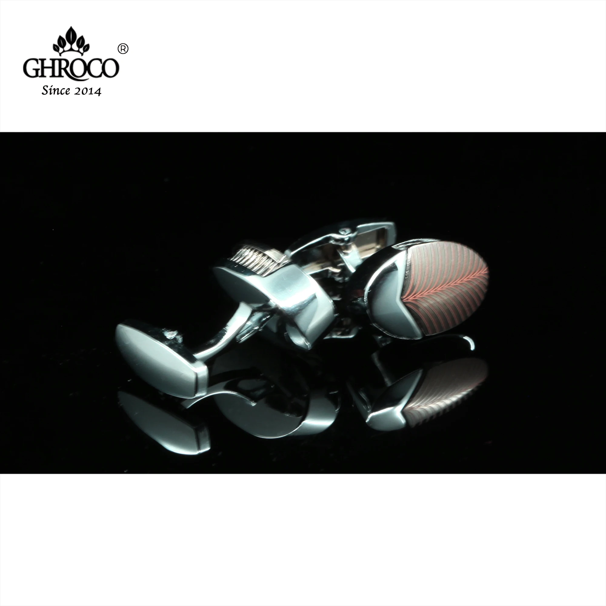 GHROCO عالية الجودة رائعة سطح الليزر الطباعة القهوة اللون قميص أزرار أكمام موضة فاخرة هدية رجال الأعمال النساء