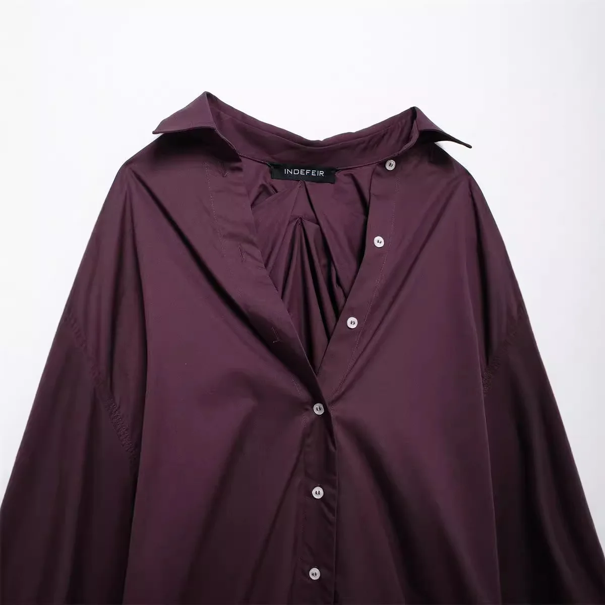 LGRQ 2025 new autumn fashion women clothes wine red shirt,spring single breasted polyester WQ1018603L