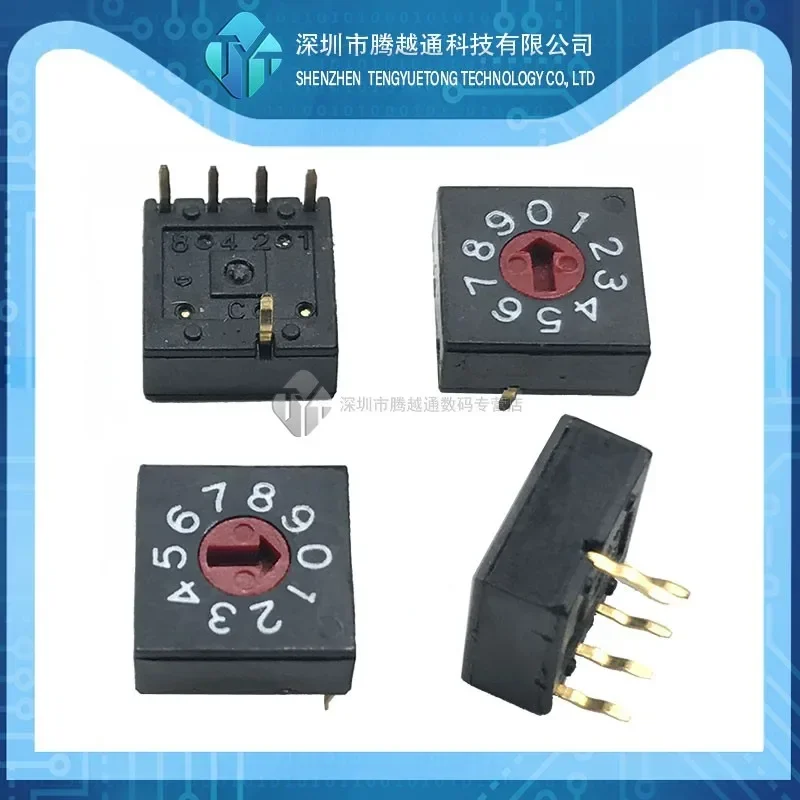 2/5PCS/lot 0-9 Rotary Encoding Switch DIP Switch 10 Position PCB Encoder 8421C Reverse 4:1 Black
