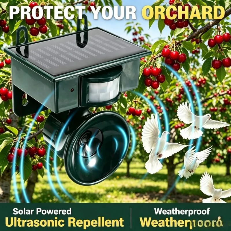 Solar Ultrasonic Pest Deterrent Device Outdoor Use For Farm Lawn Bird Cat Dog Deer Rodent Repellent Tool