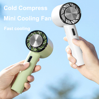 Mini USB Fan Outdoor Portable Air Conditioner 2200mAh Battery Wireless Rechargeable Cold Compress Fan Handheld Holder Base