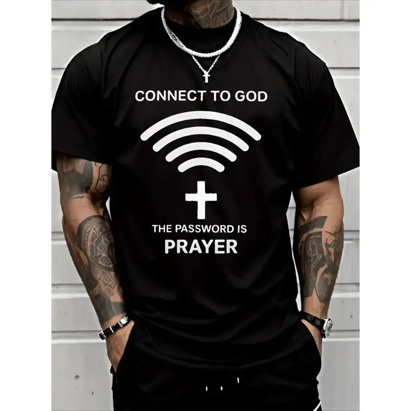 Modern - Styled T - Shirt Combining Wi - Fi Symbol And Cross With Inspiring Phrases For Devout Wearers T-Shirt