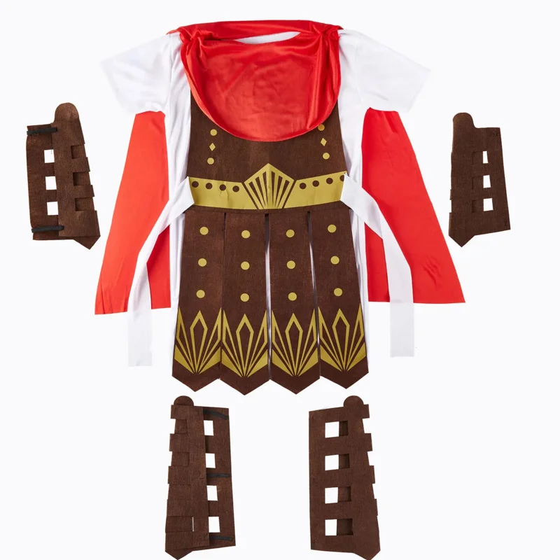 Kids Child Inflatable Roman Warrior Gladiator Soldier Riding Horse Costume for Boys Halloween Purim Party Fancy Dress