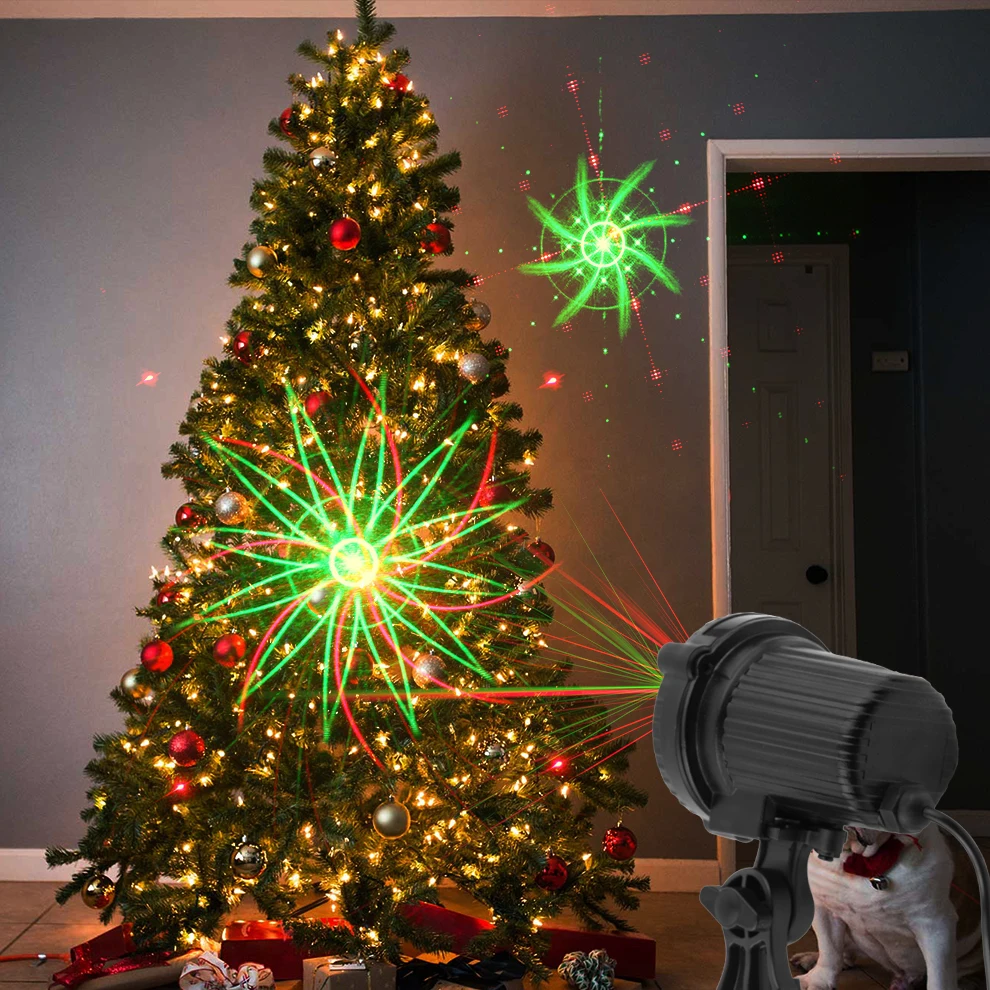 ALIEN Remote Red-green 8 Patterns Christmas Outdoor Waterproof Laser Projector Lights For Garden Xmas Decoration Home House Tree