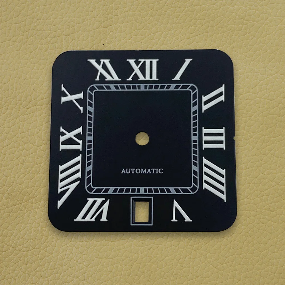 27mm S Logo Square Rome Dial Fit NH35/NH36/4R/7S Automatic Movement Fit 6 O'clock Watch Modification Accessories