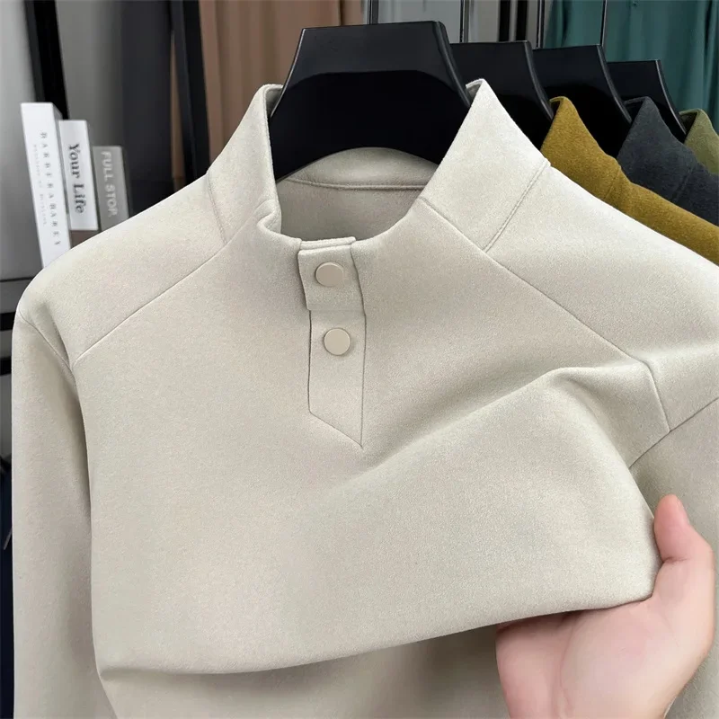 

Men's Long-sleeved T-shirt with Half-high Collar for Autumn and Winter, 2025 New Casual Soft and Glutinous-fitting High-end Top.
