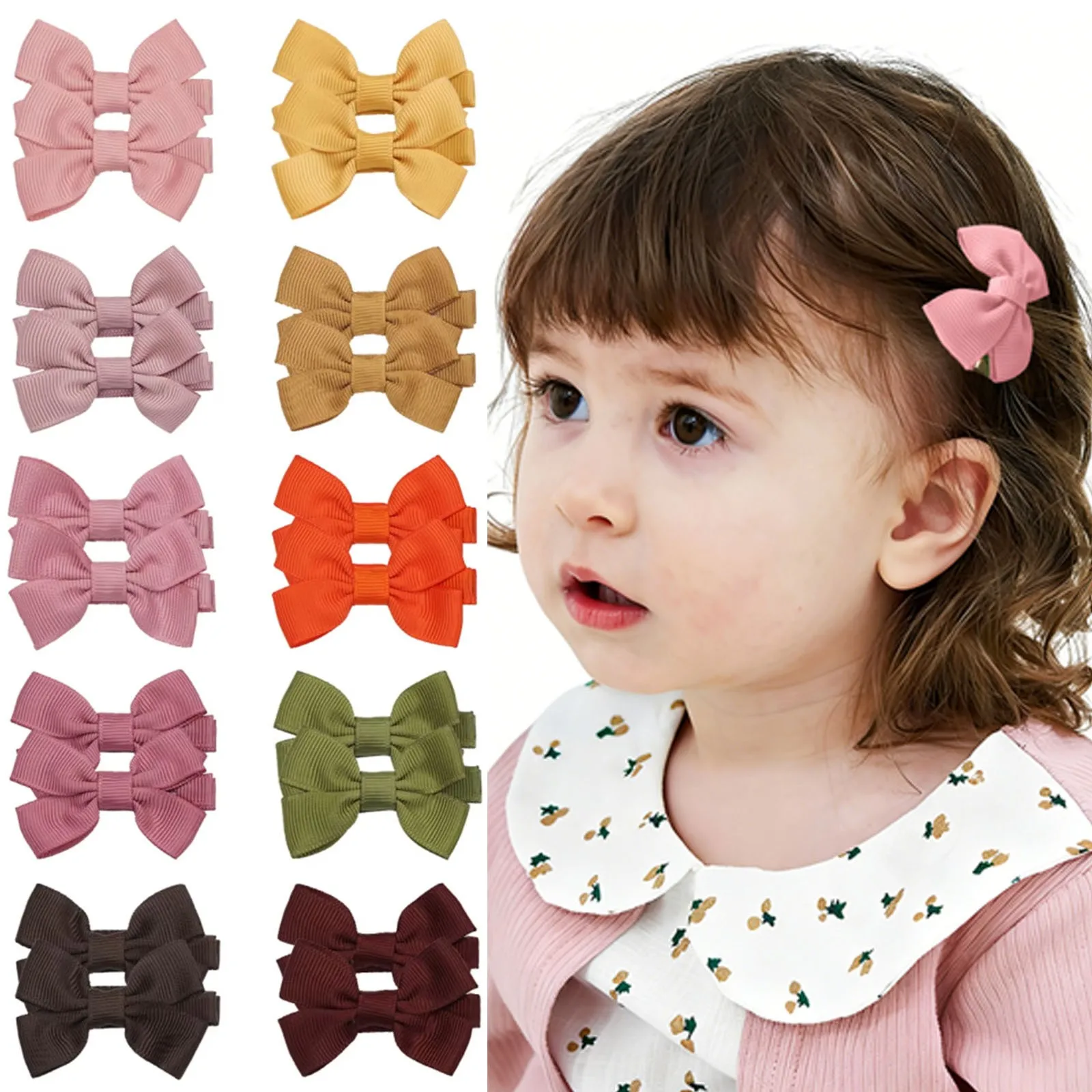 

200pcs Baby Girls Grosgrain Ribbon Hair Bows Hair Clips 2.2 Inch Wrapped Barrettes Hairpins - Solid Color Kids Hair Accessories