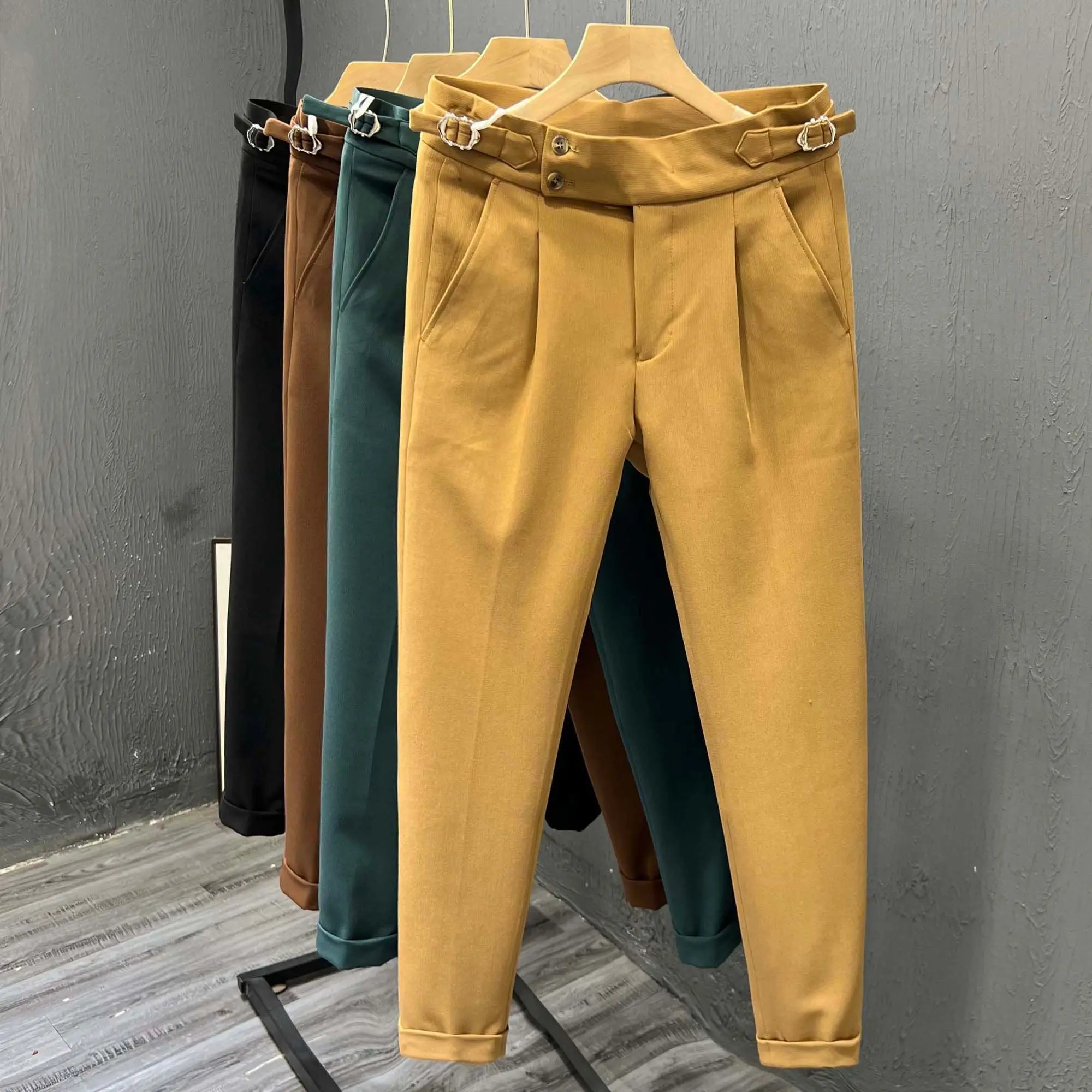 Naples Men's High-waisted Trousers 2025 New High-end Casual Trousers Korean Trendy Work Straight-leg Business Suit Pants view 4
