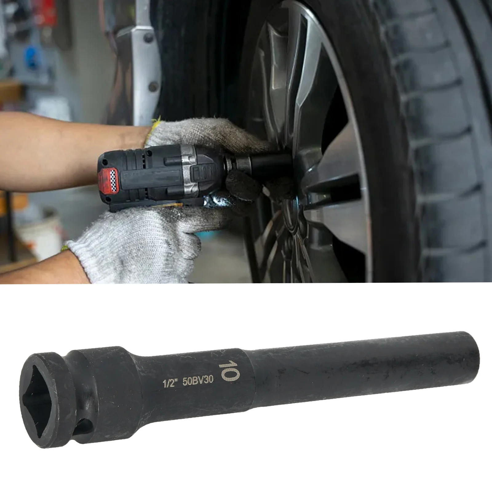 1pc 1/2in Drive Socket Wrench Hex Socket Head 8mm-24mm Adapter Spanner Converter Drive Drill Socket 128mm For Pneumatic Air Tool