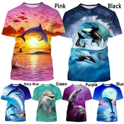 New Men's Ladies Dolphin 3D Printing Casual Short Sleeve Fashion Animal Harajuku T-Shirt