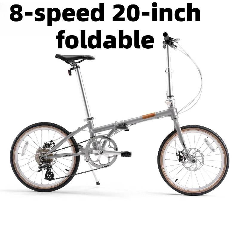 

20 Inch Foldable Bike 8 Speed Disc Brake Portable Lightweight Bicycle for Adult Commute
