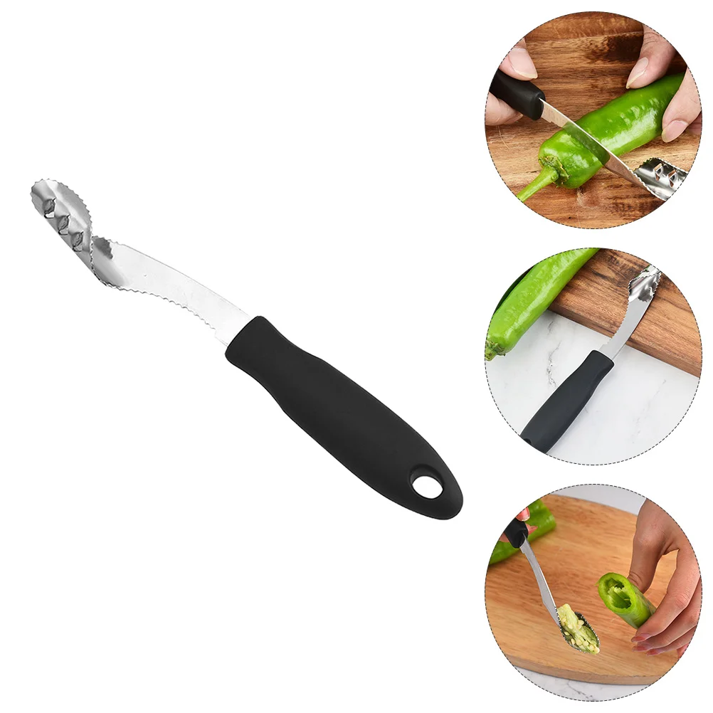 

4 Pcs Pepper Corer Rib Prep Tool Kitchen Hot Peppers Chili Deseeder Gadgets Jalapeno Remover Serrated Slice