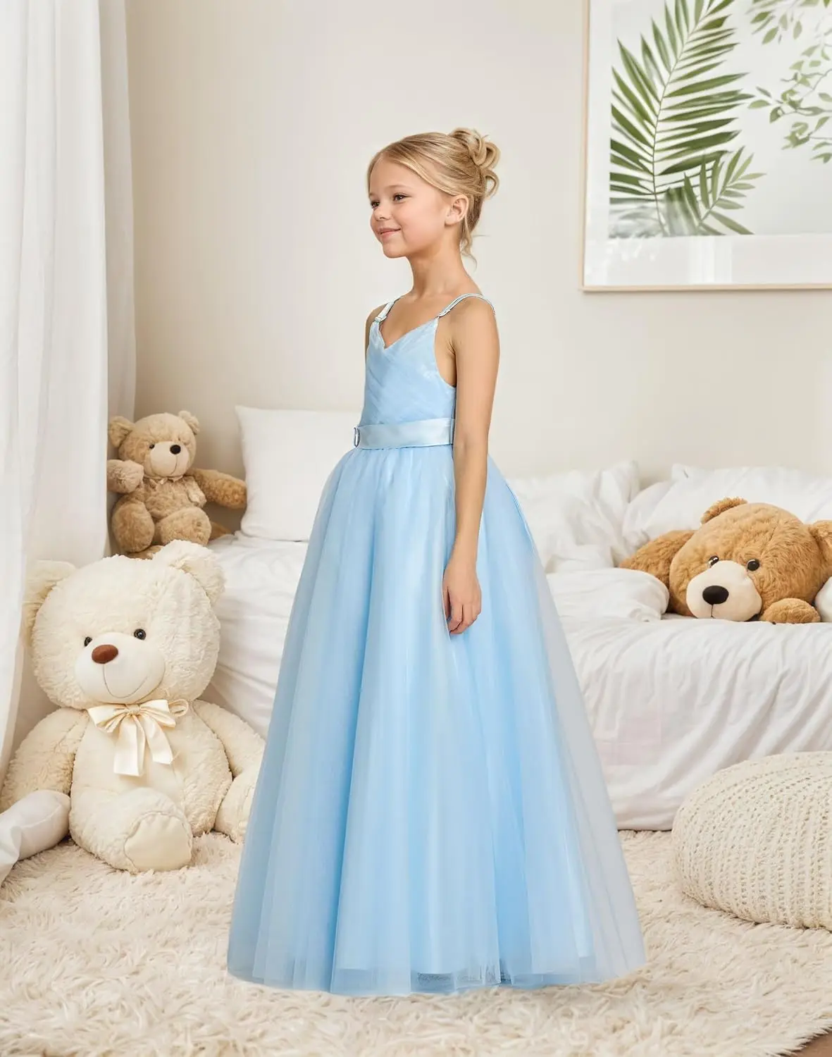 Flower Girl Spaghetti Strap Dress Tulle Princess Pageant Dress A-Line Ball Gowns Wedding First Communion  Flower Girl Dresses