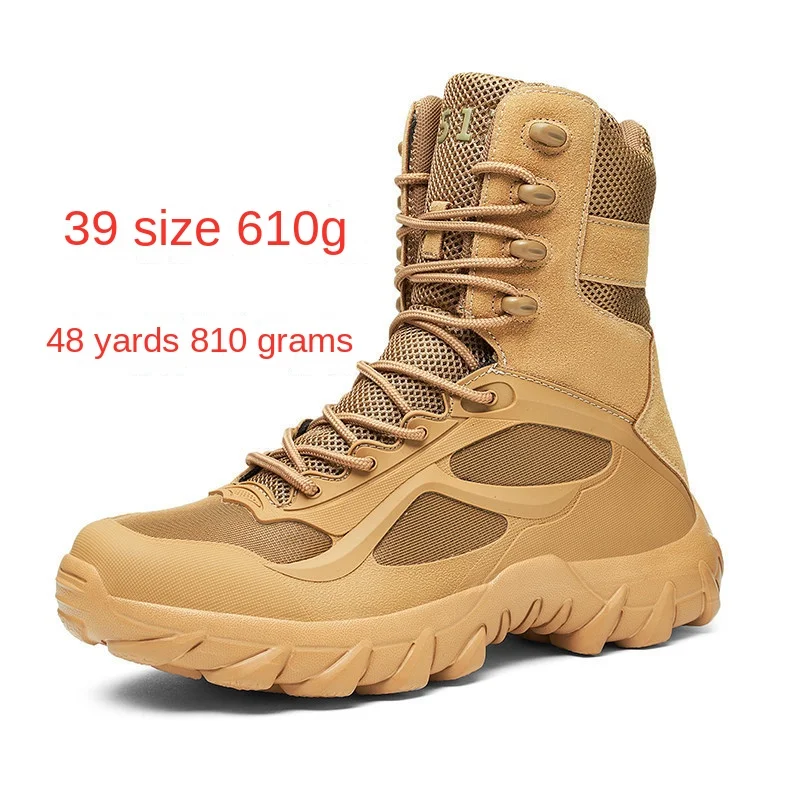 Adult Large-size 48 Combat Boots High-top Outdoor Hiking Shoes for Men Mens Shoes Hard-Wearing Thickened Outsole Free Shipping