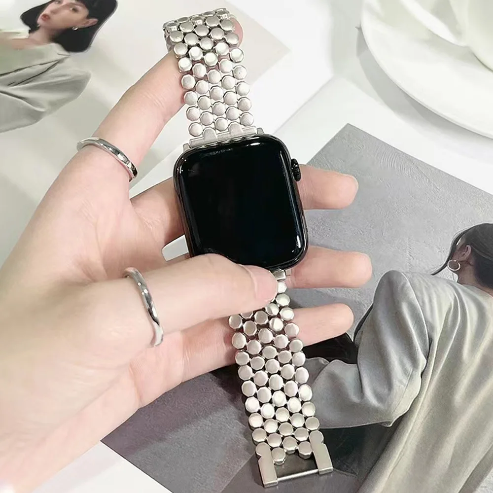 Luxury Stainless Steel Bracelet for Apple Watch Ultra2 49mm 44 45 42 38 40 41mm Honeycomb Metal Strap for iWatch 9 8 7 6 SE 5 4