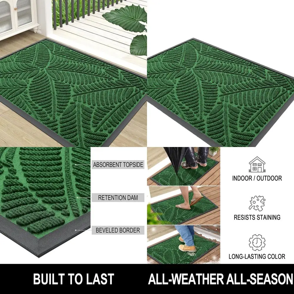 

Durable Natural Rubber Doormat, Non-Slip Indoor/Outdoor Mat, Stain-Resistant, Easy to Clean, 36x24, Green