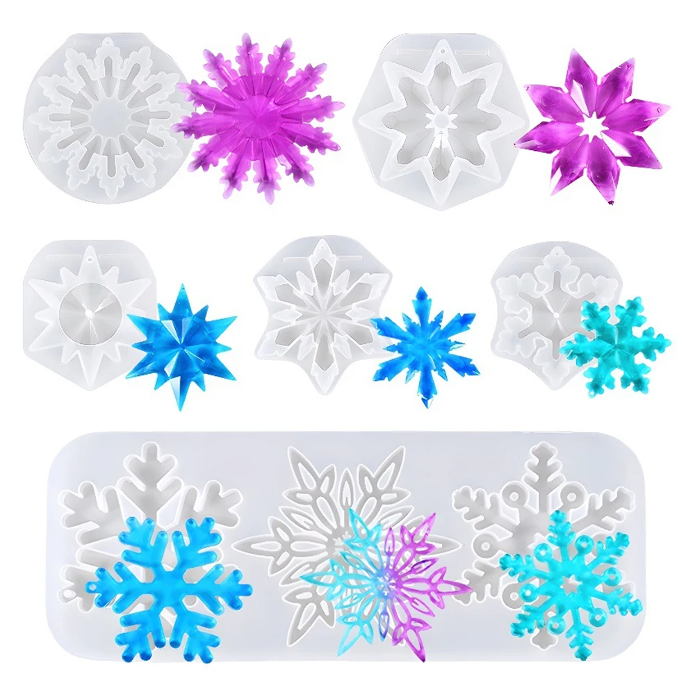 

DIY Crystal Epoxy Resin Mold Snowflake Silicone Moulds Christmas Series Room Listing Pendant Jewelry Silicone Mold