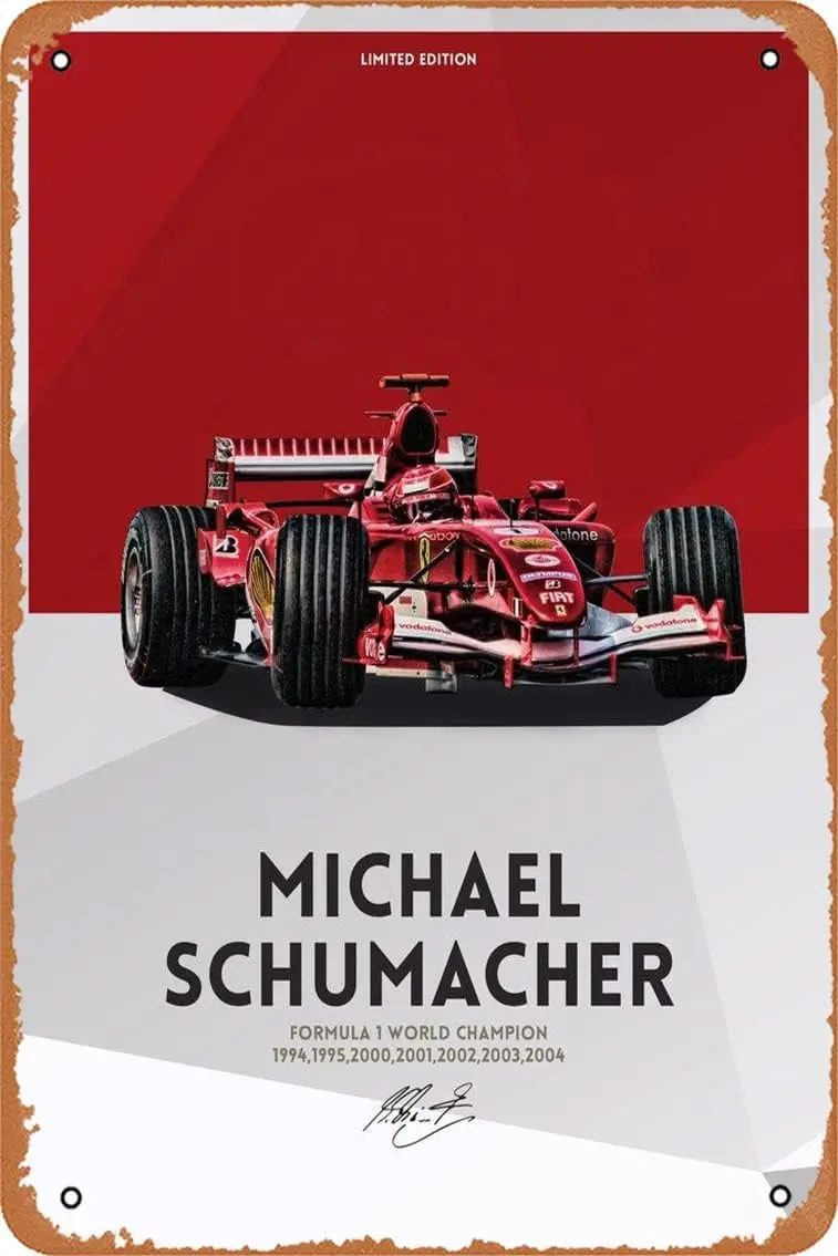 YSIRSEU MICHAEL SCHUMACHER Poster Sinal de lata de metal retrô esportivo 20,32 x 30,48 cm