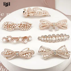 Crystal Pearl Rhinestones Hair Barrettes,1 Pcs Elegant French Hair Barrettes Flower/Butterfly/Bow Sparkly Crystal Hair Clip,Pear