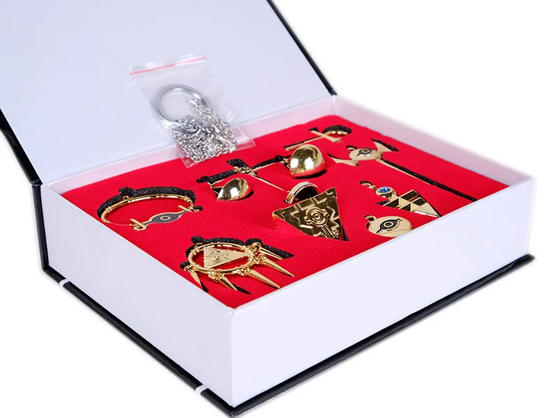 Yu Gi Oh! Millennium Treasures Necklace Pendant Collection 8pcs Set Muto Yugi Golden Cosplay Emperor's Key Yu-Gi-Oh! Weapons