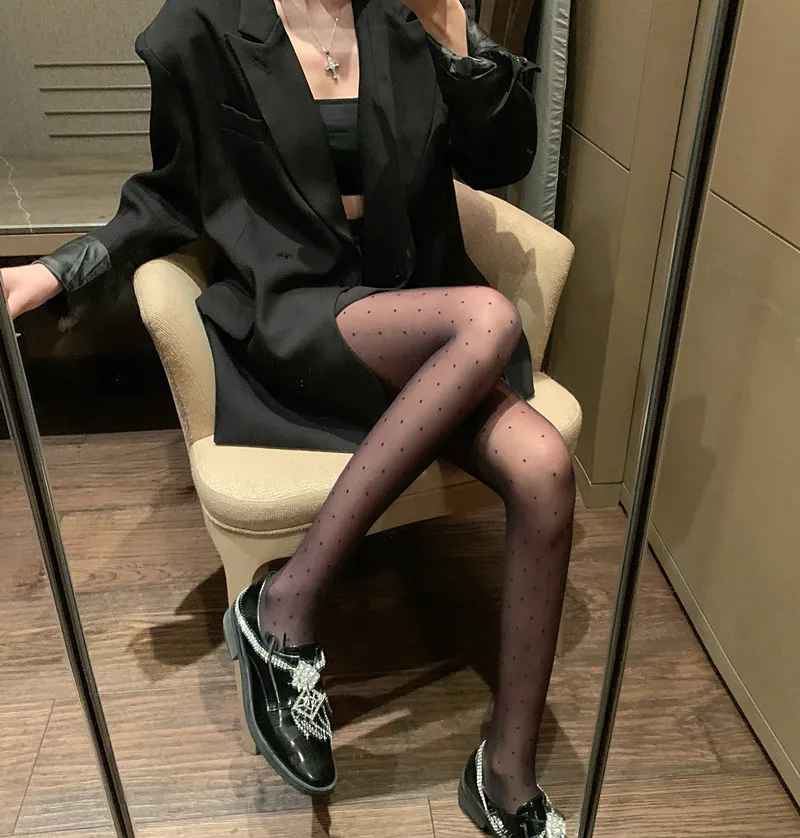Sexy Polka Dot Base Layer Tights Women's Spring Autumn Thin Fashionable Outerwear Meat Elastic Tight Footless Stockings