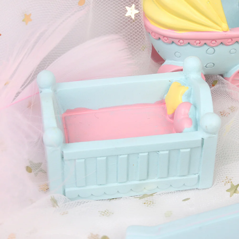 

Crib Cake Ornament Resin Decor for Birthday Party Kids Celebration Cake Topper Unique Dessert Decoration