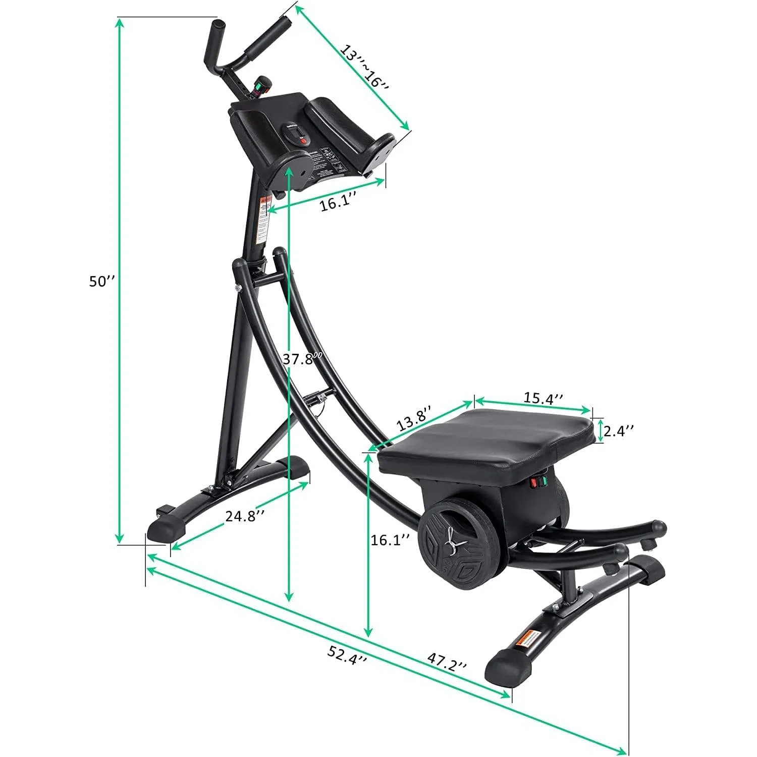 Thicken Steel Frame Black Abdominal Device with Intelligent Counting, Abdominal Fitness Machine Load 550LBS with Weight Block