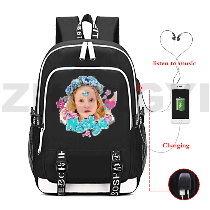 Russia Like Nastya Backpack Teenager School Zipper Bag Kids Like Nastya Anime USB Type Travel Rucksack Large Mochila Laptop Bag