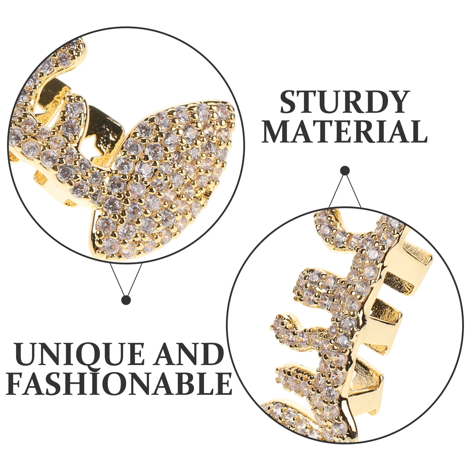 Waterdrop Irregular Clip on Golden Tooth Cap Mouth Grill Men Hip Hop Rhinestone Teeth Jewelry Rapper Costume Grills