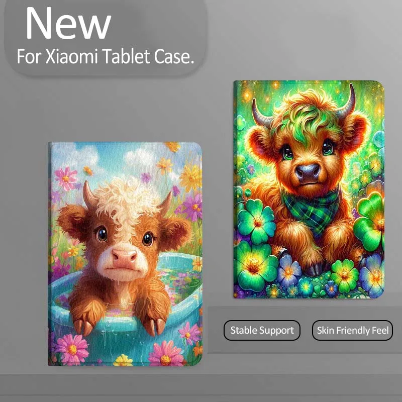 

Cartoon Cow Bath Flowers For Xiaomi Redmi Mi Pad 4 5 6 7 8 K SE Mini Pro Plus Max 10.1 11.2 inch Tablet Case