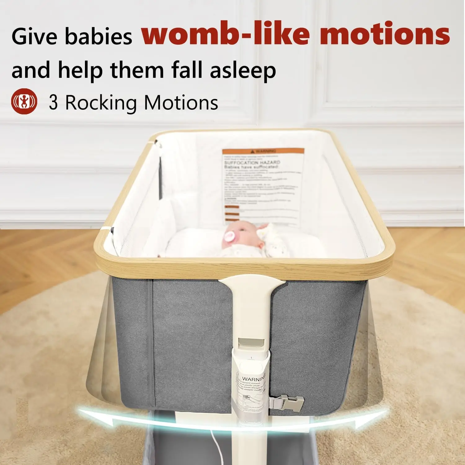 Rocking Bassinet Electric Baby Bassinet Automatic 3 Rocking Motion Bassinet Bedside Sleeper for Newborn