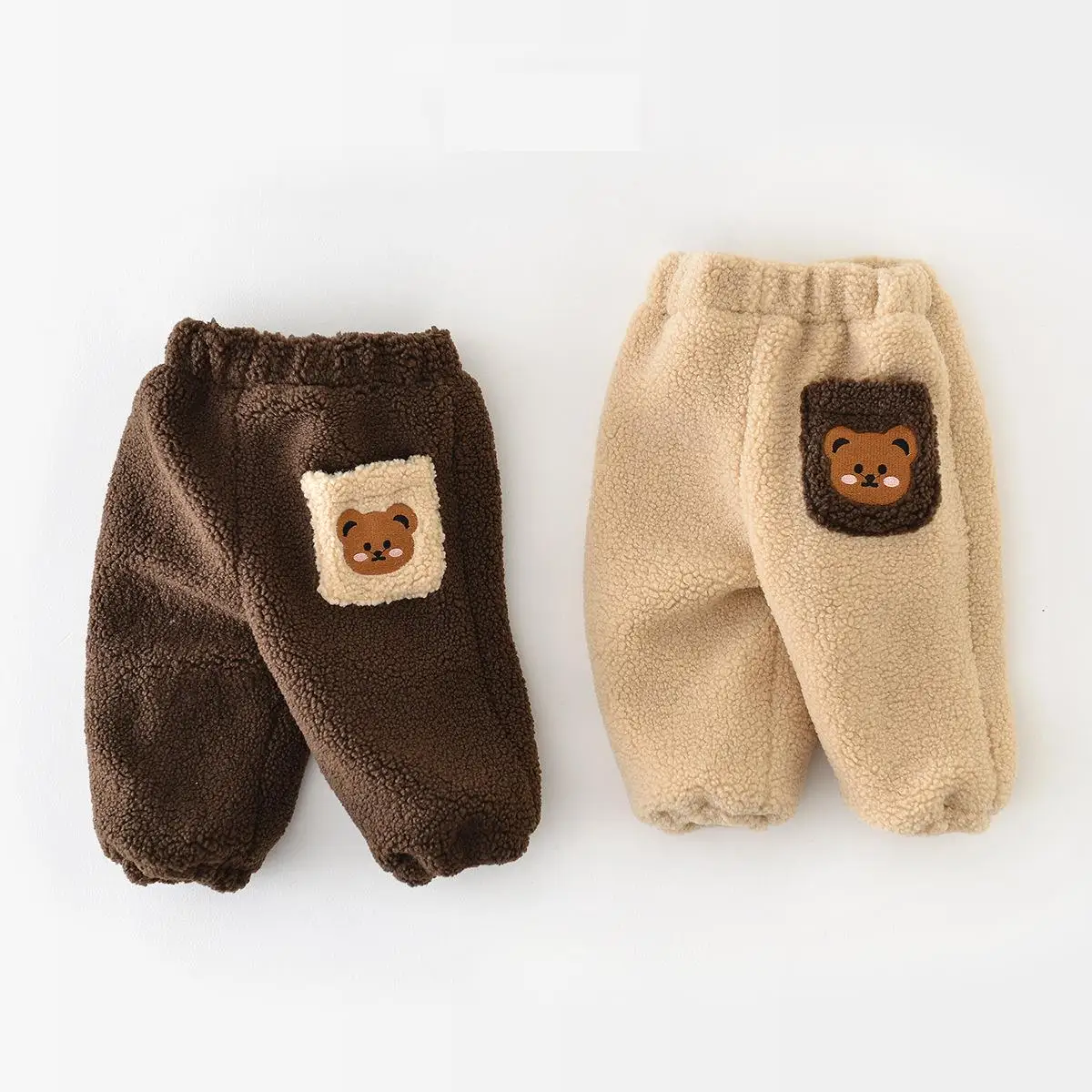 

Casual Pants Plus Velvet Thick Infant Girl Warm Pants Kids Clothes 2025 Winter New Baby Fleece Trousers Boys Cute Cartoon Bear