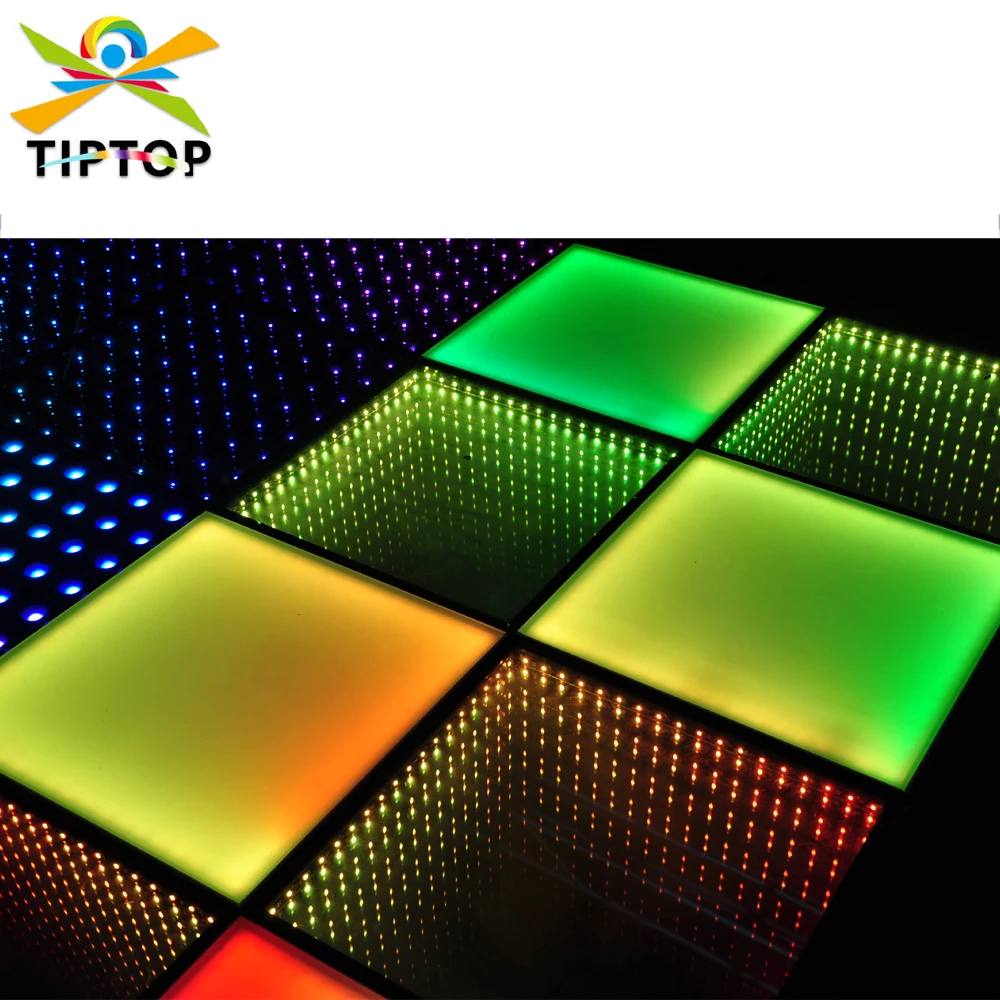 

TIPTOP 50cm x 50cm Tempered Glass Surface Rainbow Led Dacing Floor RGB 3IN1 Color Change Chase Pixel Pattern Gradual Area Change