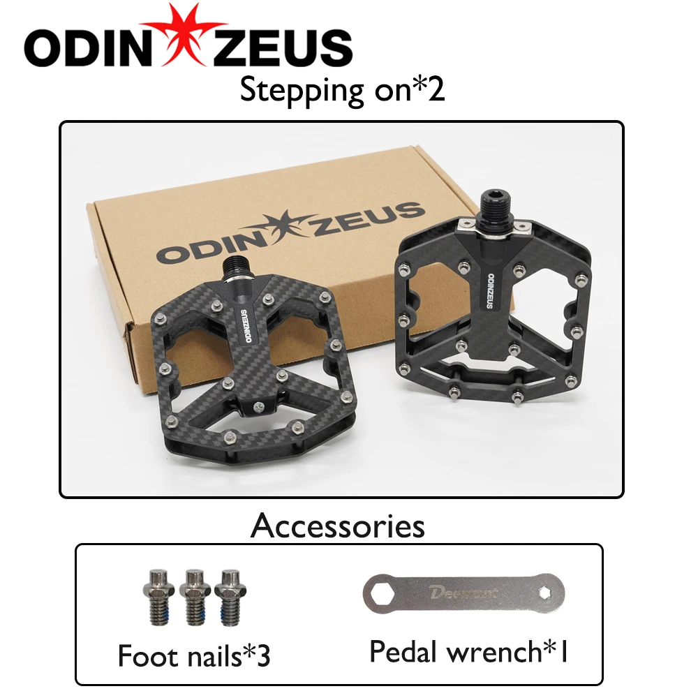 

ODINZEUS Ultra-Light Carbon Fiber Pedals 3-Bearing MTB Bicycle Pedals Labor Saving Waterproof Anti-Slip Road Mountain Bike Pedal