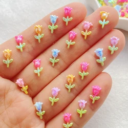 100Pcs Mixed Nail Art Resin Rose Flower Series Charms Rhinestones DIY Craft For Nail 3D Decorations Jewelry