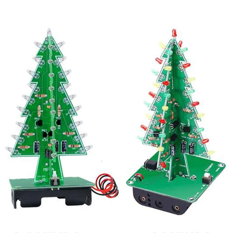 Three-Dimensional 3D Christmas Tree LED DIY Kit Red/Green/Yellow LED Flash Circuit Kit Electronic Fun Suite