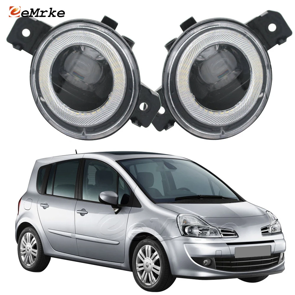 2 x led angel eye drl conjunto da lâmpada de nevoeiro do carro com lente condensador luz circulação diurna para renault modus/grand modus 2004 ~ 2019