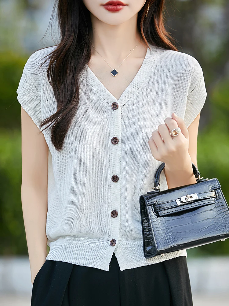 VネックオープンカーディガンまたはスウェットレディースTシャツサマー2025新作スリーブベースTシャツファッショナブルな大きいサイズフリースアイスTシャツ...