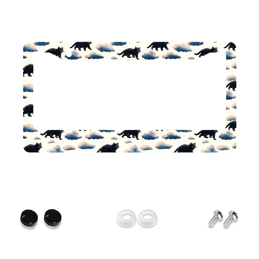 

1 шт. рамка номерного знака с 2 отверстиями в стиле ретро, синий и белый кошачий облако, алюминиевый материал, 6x12 дюймов с комплектом винтов, новинка C