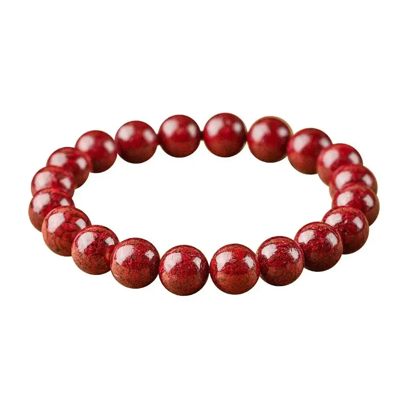 ANGLANG Natural Raw Ore Crystal Cinnabar Bracelet Lucky Beads Charm Birth Year Bracelet Men's Dragon Year Gift