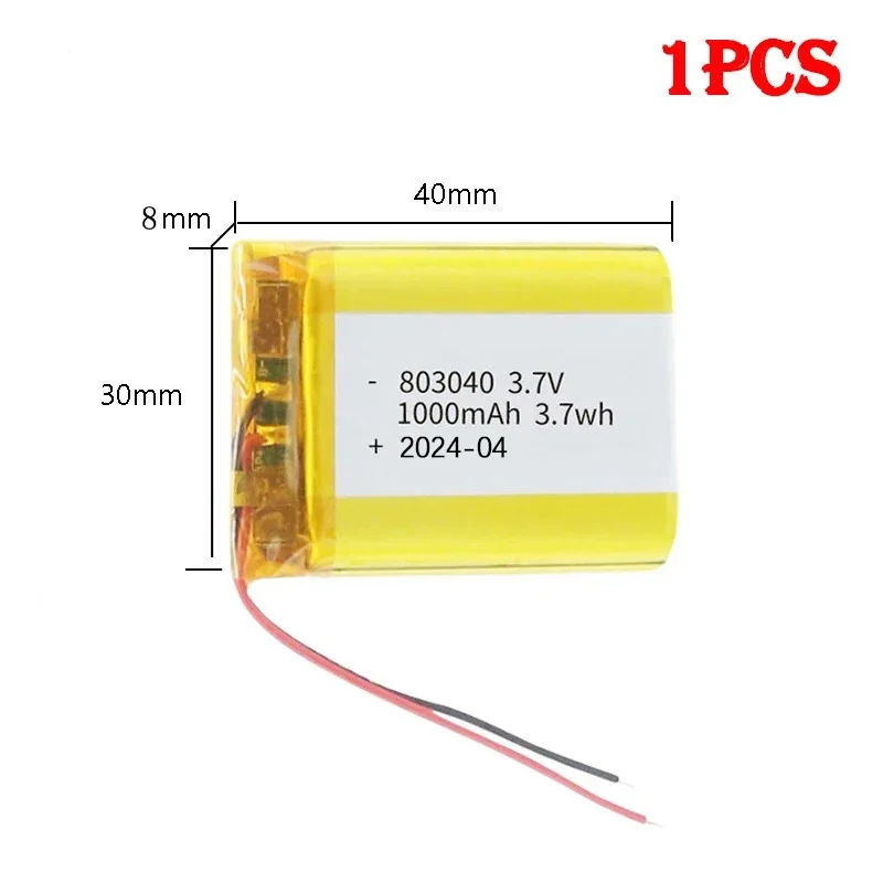 803040 1000mAh 3.7V bateria litowo-polimerowa do MP3/4/5 DVD GPS VR DVR odtwarzacz nawigator głośnik Power Bank elektryczne narzędzie litowo-jonowe