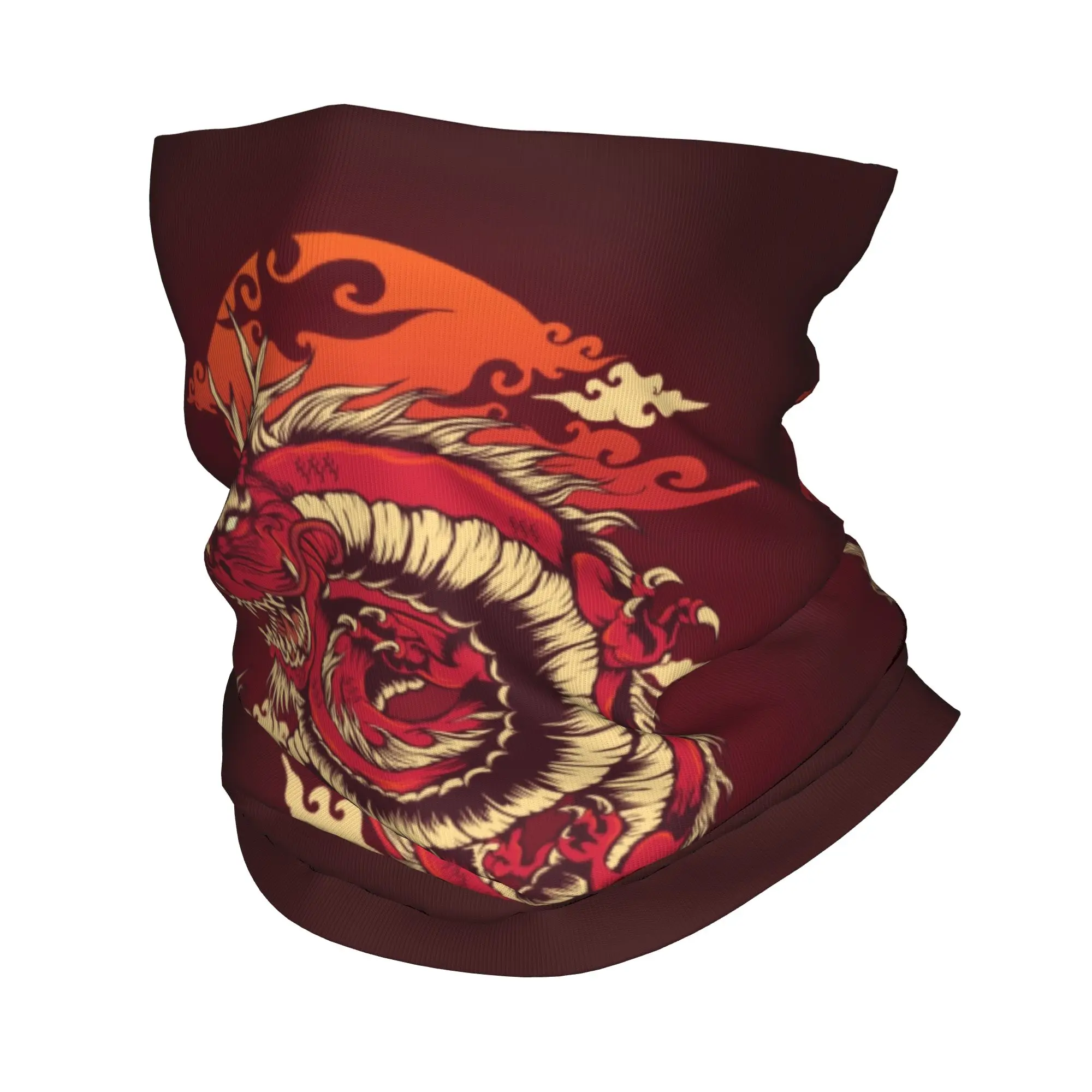 Custom Japanese Red Dragon Winter Headband Neck Warmer Men Women Ski Camping Tube Scarf Asian Style Mythology Face Bandana
