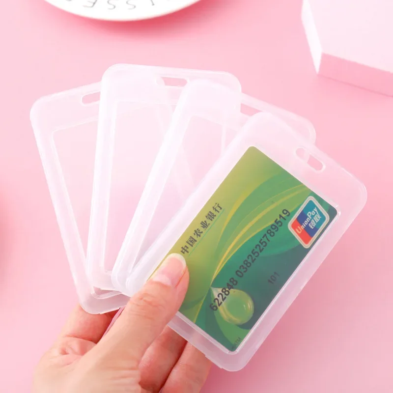 Transparent Working Permit Case ID Tag Clear IC ID Credit Card Protector Case Sleeve Badge Holder Pass Work Card Cover Lanyard