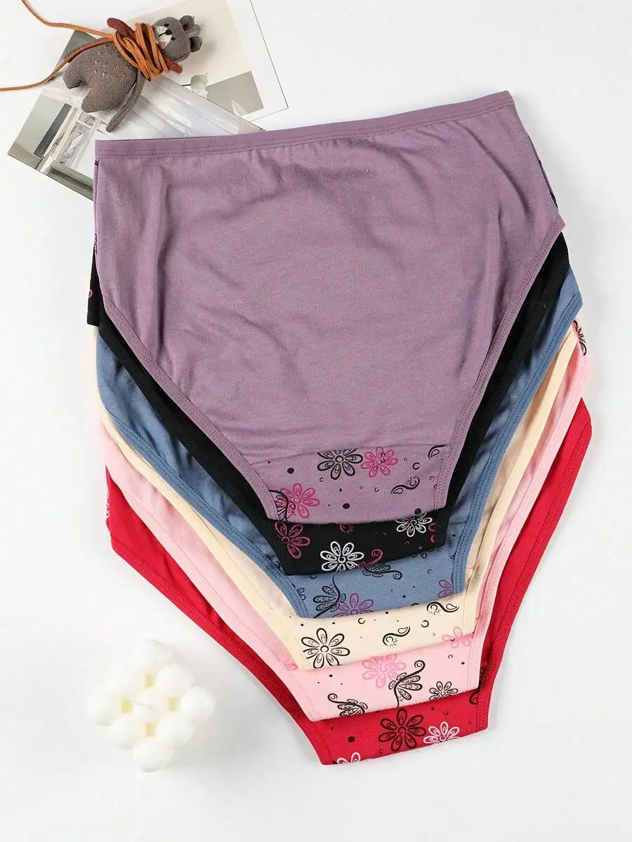

6-Pack Floral Print Womens Briefs Mid-Rise Soft Viscose Panties Breathable Comfortable Daily Wear